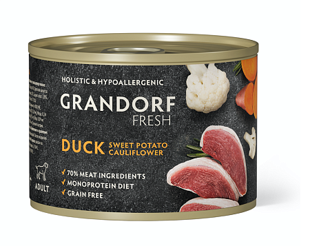 Купить grandorf fresh Консервы для собак паштет из утки с бататом и цветной капустой