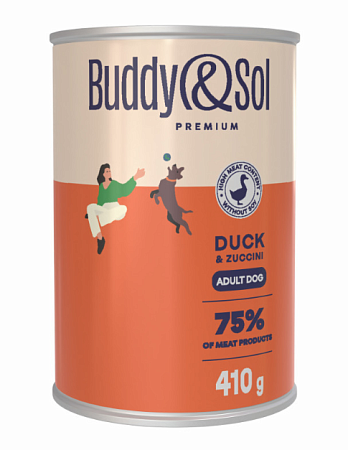 Купить buddy&sol premium консервы для собак всех пород с уткой и цуккини