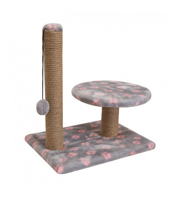 ZOOexpress когтеточка для кошек столбик с полкой мех Лапки