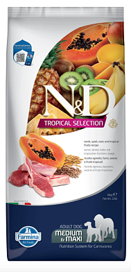 Farmina N&D Dog Tropical Selection Lamb Adult Medium&Maxi сухой корм для взрослых собак средних и крупных пород, с ягненком