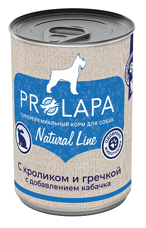 Купить prolapa natural line консервы для собак с кроликом, гречкой и кабачком