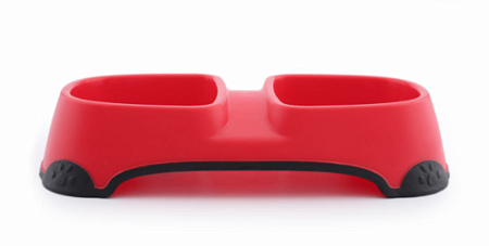 Купить nunbell миска пластиковая двойная для собак и кошек, красная