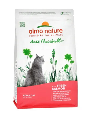 Almo Nature Hairball сухой корм для взрослых кошек для выведения комочков шерсти из желудка, со свежим лососем