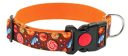 Купить zooexpress КАРАМЕЛЬ ошейник c принтом для собак, оранжевый