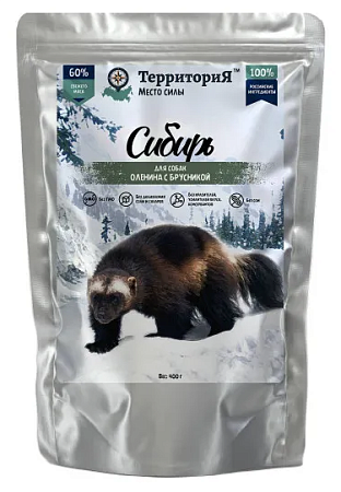 Купить ТерриториЯ влажный корм "Сибирь" с олениной и брусникой для собак (пауч)