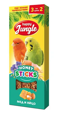 Купить happy jungle лакомство для птиц палочки с медом и яйцом
