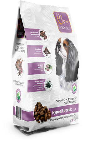 Купить clan classic hypoallergenic-23/11 сухой корм для взрослых собак мелких пород с ягненком, индейкой и рисом