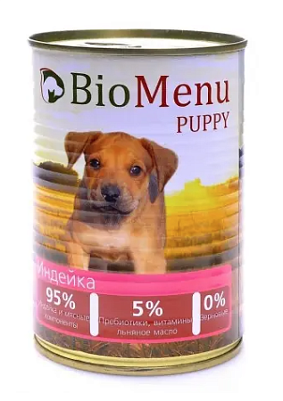 Купить biomenu puppy консервы для щенков с индейкой