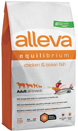 Купить alleva equilibrium all day maintenance chicken & ocean fish adult all breeds сухой корм для взрослых собак всех пород с курицей и океанической рыбой