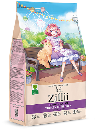 Купить zilli сухой корм для взрослых кошек, контроль образования комочков шерсти в желудочно-кишечном тракте индейка с уткой