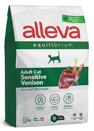 Купить alleva equilibrium adult cat sensitive venison сухой корм для взрослых кошек с чувствительным пищеварением оленина