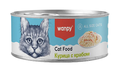 Wanpy Cat Консервы для кошек "Курица с крабом"