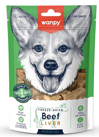 Купить wanpy dog сублимированное лакомство для собак с говядиной и печенью