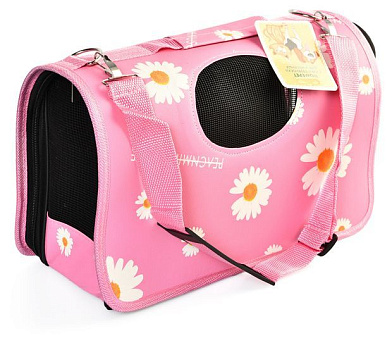 Homepet сумка-переноска для собак и кошек Ромашки розовая