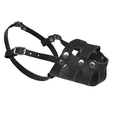 Tappi Сид амуниция намордник кожаный цельнокроеный для собак, черный