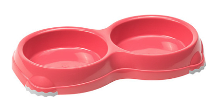 Купить moderna smarty миска двойная пластиковая нескользящая для собак и кошек, коралловая