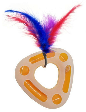 Homecat игрушка для кошек трек треугольный пластиковый с мячиком и перьями на пружине