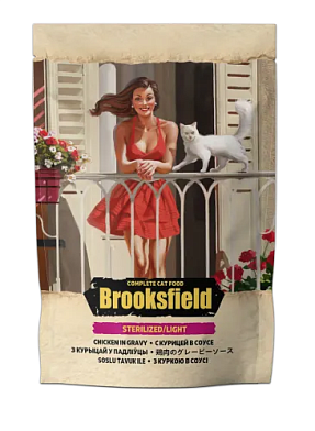 Brooksfield Sterilized/Light Cat Chicken влажный корм для взрослых стерилизованых кошек при лишнем весе, с курицей в соусе