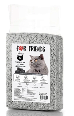 For Friends Тофу Charcoal наполнитель для кошек комкующийся с углем