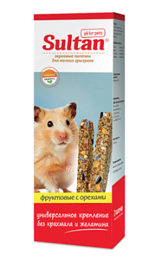 Султан Лакомство для мелких грызунов Зерновые палочки фруктовые с орехами
