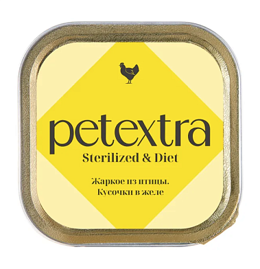 PETEXTRA влажный корм для взрослых стерилизованных кошек, жаркое из птицы (ламистер)