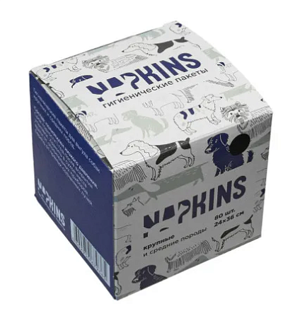 Купить napkins пакеты гигиенические для выгула собак средних и крупных пород, черные