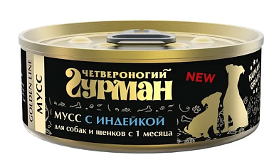 Четвероногий Гурман Golden line консервы для взрослых собак мусс с индейкой
