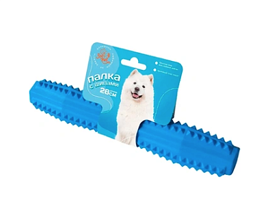 Зооник игрушка для собак Палка с шипами, литая резина, синяя