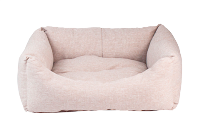 ZOOexpress Лежанка со стяжкой для кошек и собак мебельная ткань круглый Nord, бежевый