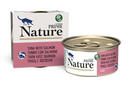 Купить prime nature консервы для взрослых кошек с тунцом и лососем
