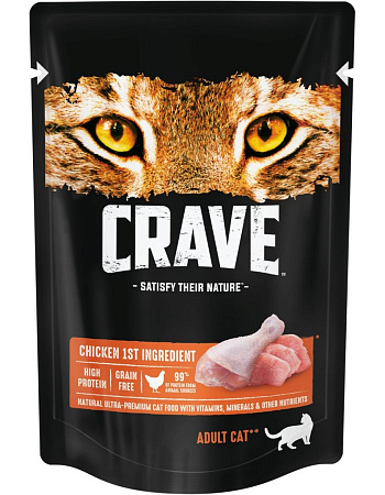 Купить crave влажный корм для взрослых кошек с курицей в желе (пауч)