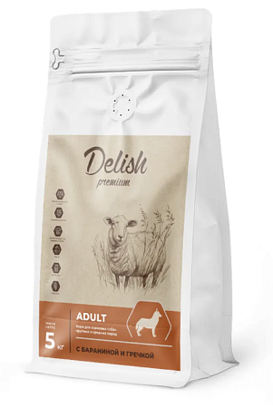 Купить delish super premium сухой корм для взрослых собак средних и крупных пород с бараниной и гречкой