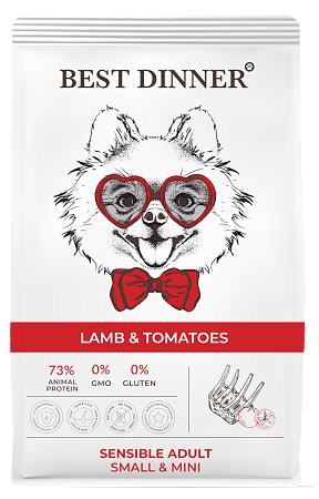 Купить best dinner сухой корм для взрослых собак мелких пород с ягненком и томатами