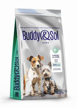 Купить buddy&sol care adult mini сухой корм для взрослых собак мелких пород с индейкой и ягненком