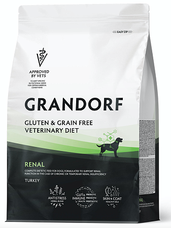 Купить grandorf veterinary diet dog renal полнорационный диетический корм для собак, для поддержания функций почек при ХБН