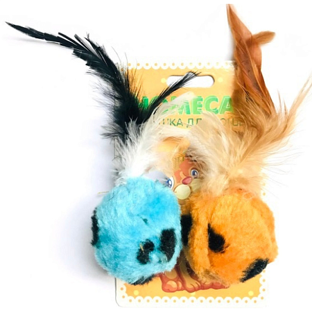 Купить homecat Игрушка для кошек Мячи леопардовые с пером 