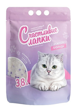 Чистые лапки наполнитель для кошек силикагелевый "Счастливые лапки" с ароматом лаванды