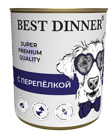 Купить best dinner super premium Мясные деликатесы консервы для собак и щенков с перепелкой