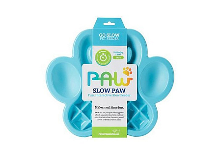 Купить petdreamhouse Лапа миска пластиковая для медленного кормления для собак и кошек, синяя
