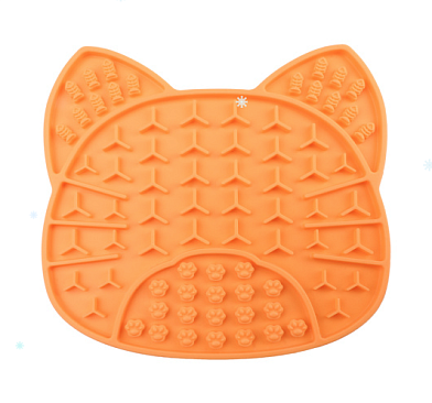 TRIOL лизательный коврик для медленного поедания, Кот силиконовый, оранжевый для кошек и собак
