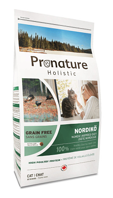 Pronature Holistic Нордико сухой беззерновой корм для кошек всех возрастов с домашней птицей