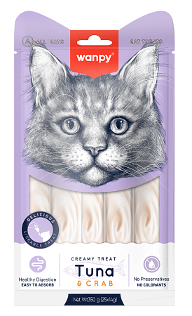 Купить wanpy cat Лакомство для кошек "нежное пюре" из тунца и краба