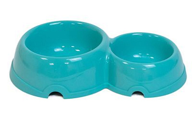 Yami-Yami  двойная круглая миска для кошек пластиковая, бирюзовая