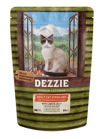 Купить dezzie sterilized cat lamb влажный корм для взрослых стерилизованных кошек с ягненком в желе (пауч)