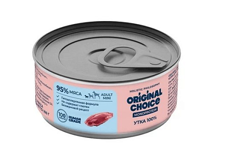 Купить original choice monoprotein adult mini  консервы для собак мелких пород утка 100% 