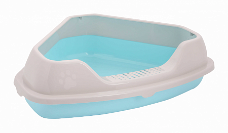 Купить alta Лоток для кошек «Мур-мяу» угловой с бортиком, голубой