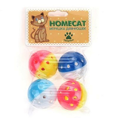 Homecat игрушка для кошек мячи пластиковые горошек с колокольчиком