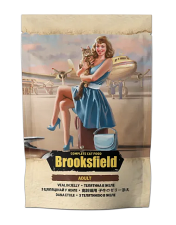 Купить brooksfield adult cat veal влажный корм для взрослых кошек с телятиной в желе 