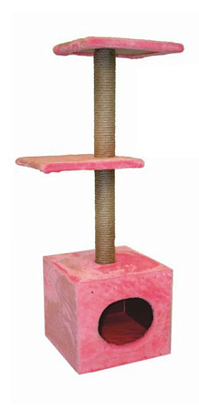 Купить zooexpress комплекс для кошек, Куб и две полки, мех однотонный, джут