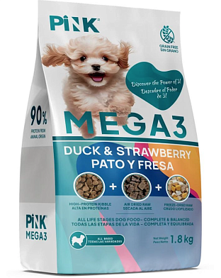 Pink Mega 3 сухой корм для собак всех пород, с уткой, 3 гранулы